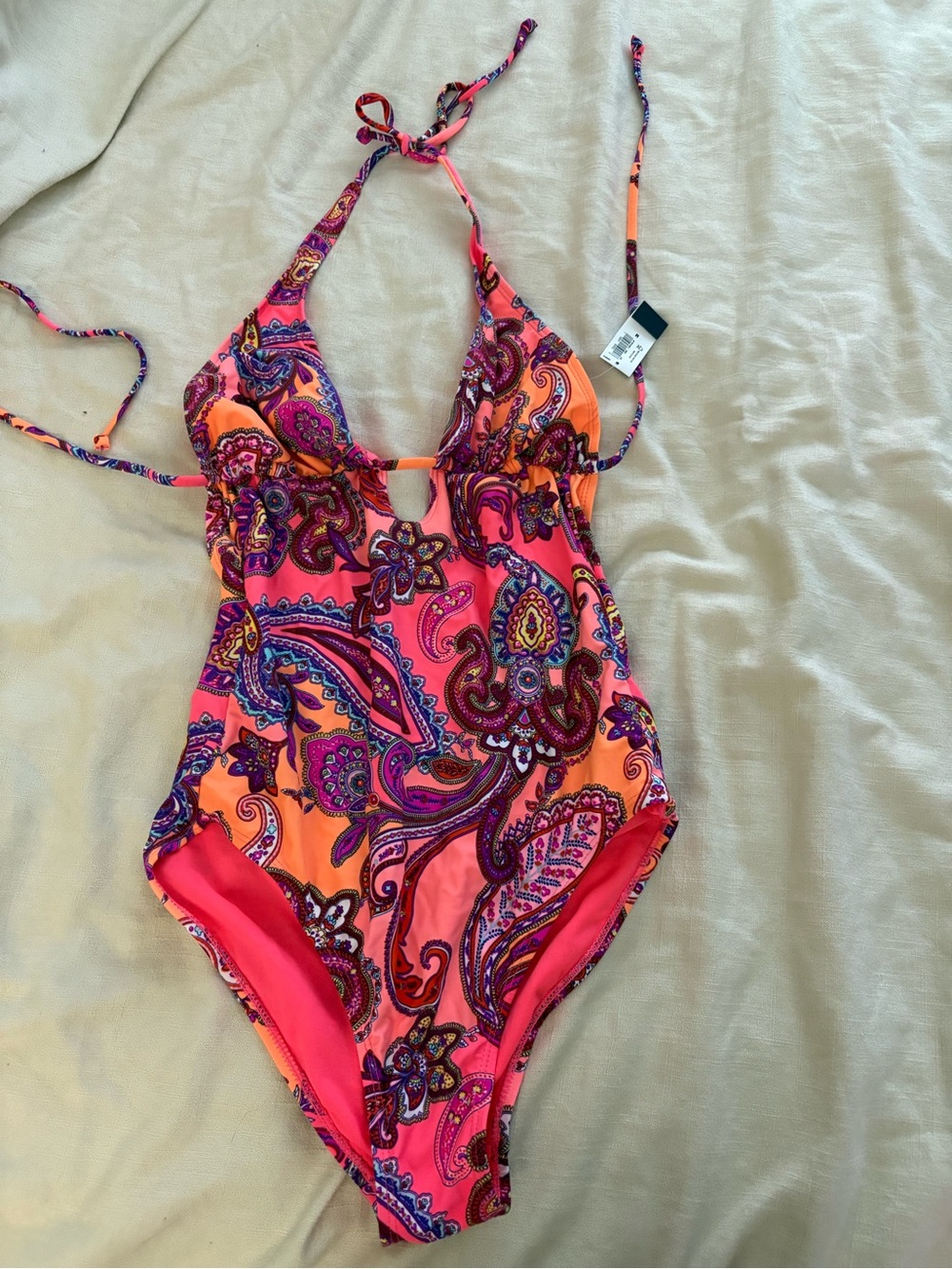 Old Navy Pink & Orange Paisley One-Piece Swimsuit
